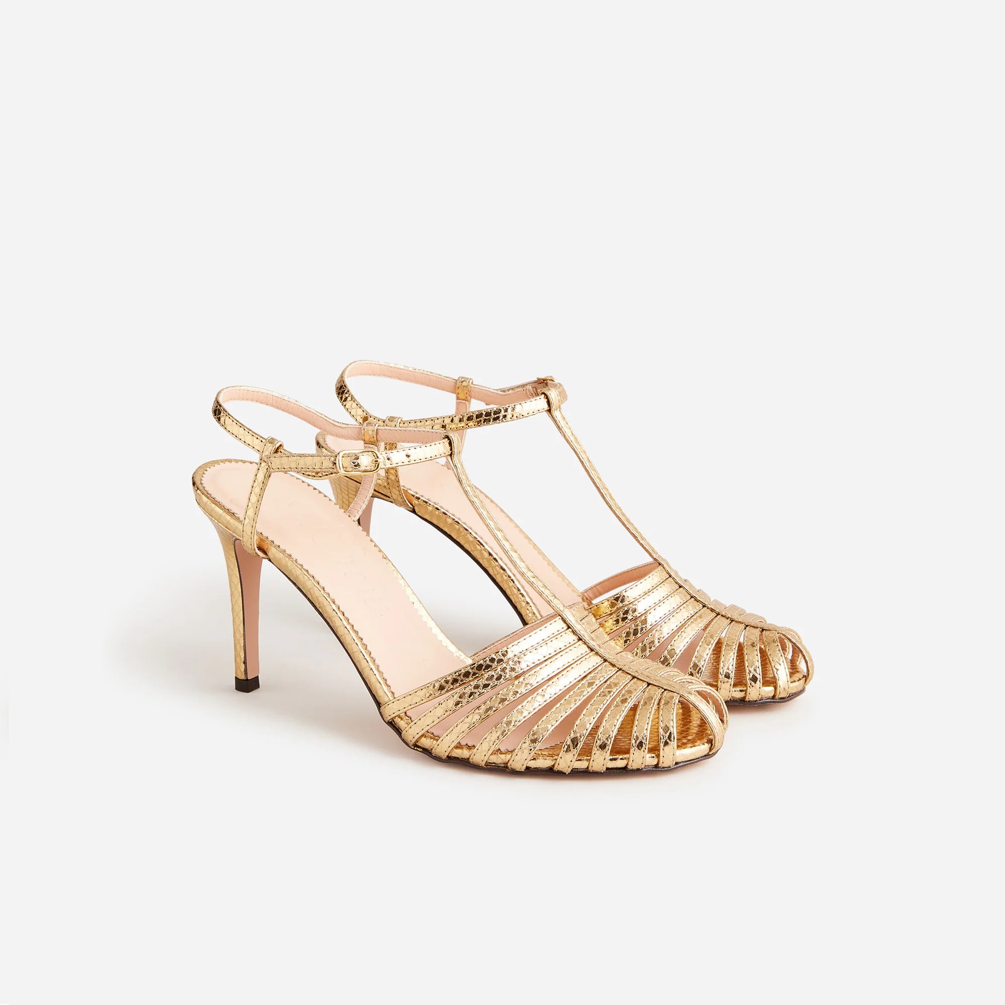 J.Crew Collection Rylie Cagedtoe Heels In Snakeembossed Italian