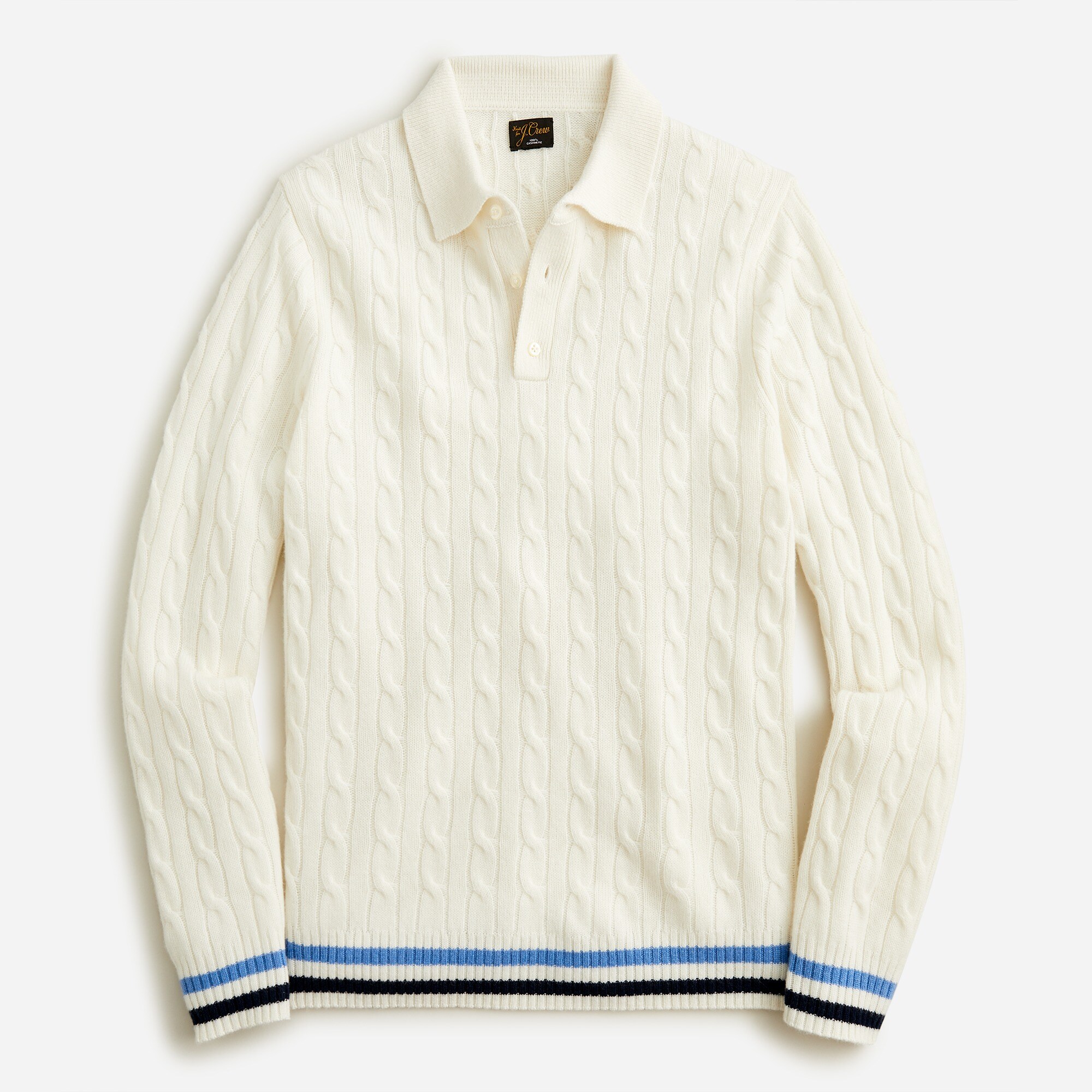 J.Crew Limitededition Cashmere Cableknit Tipped Sweaterpolo For Men
