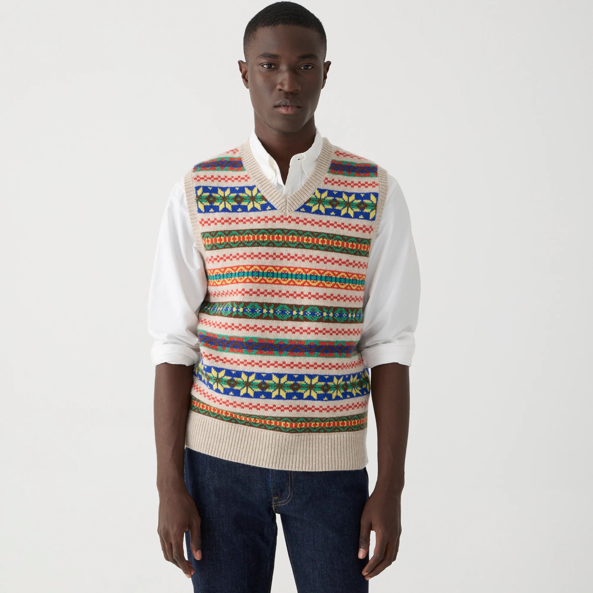 J.Crew Cashmere Fair Isle Sweatervest For Men