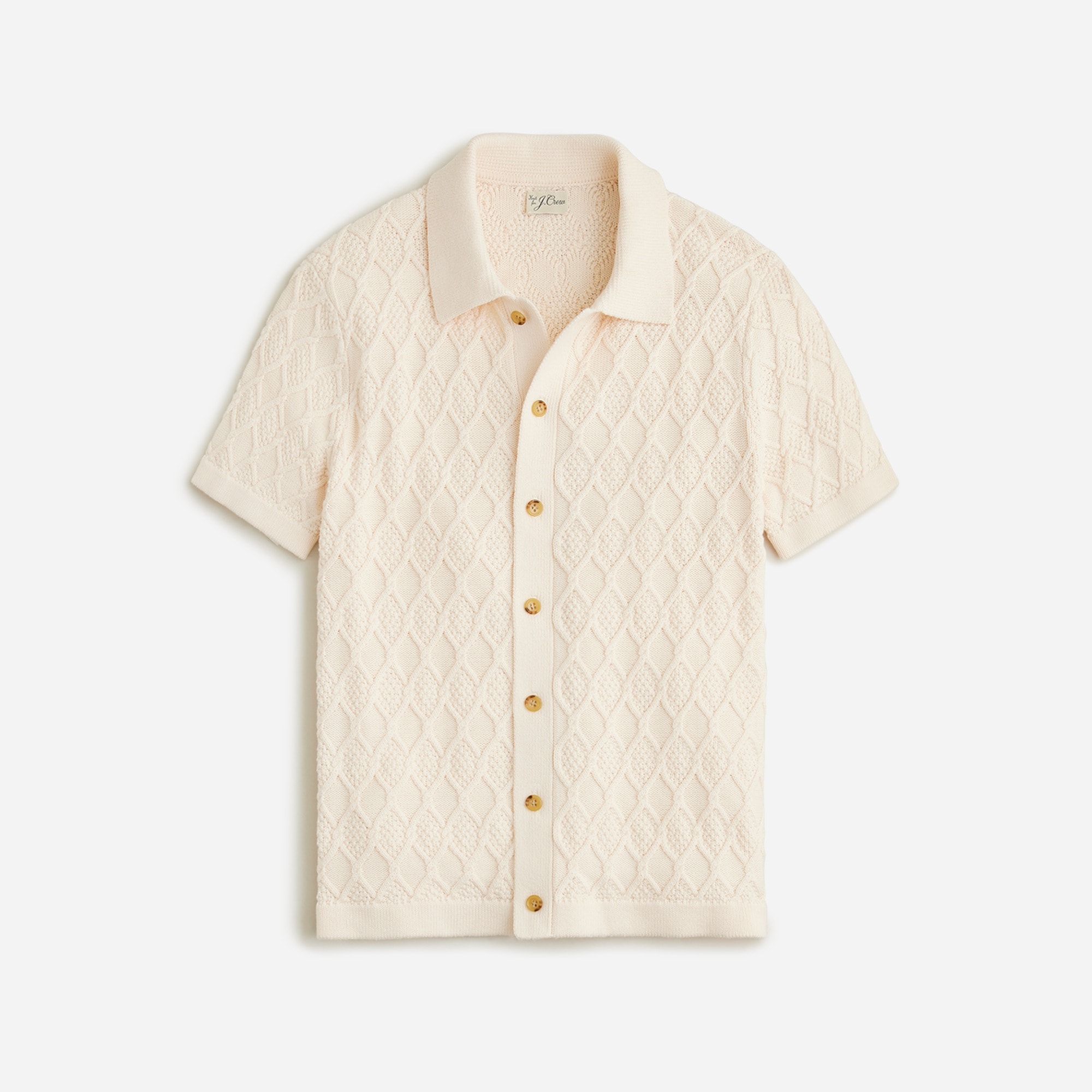 J.Crew Shortsleeve Heritage Cotton Diamond Cableknit Sweaterpolo For Men