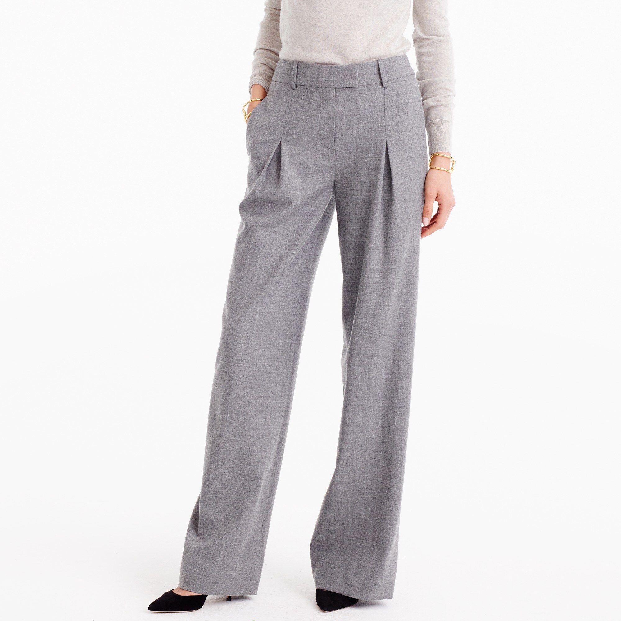 WideLeg Pant In Wool Women's Pants J.Crew
