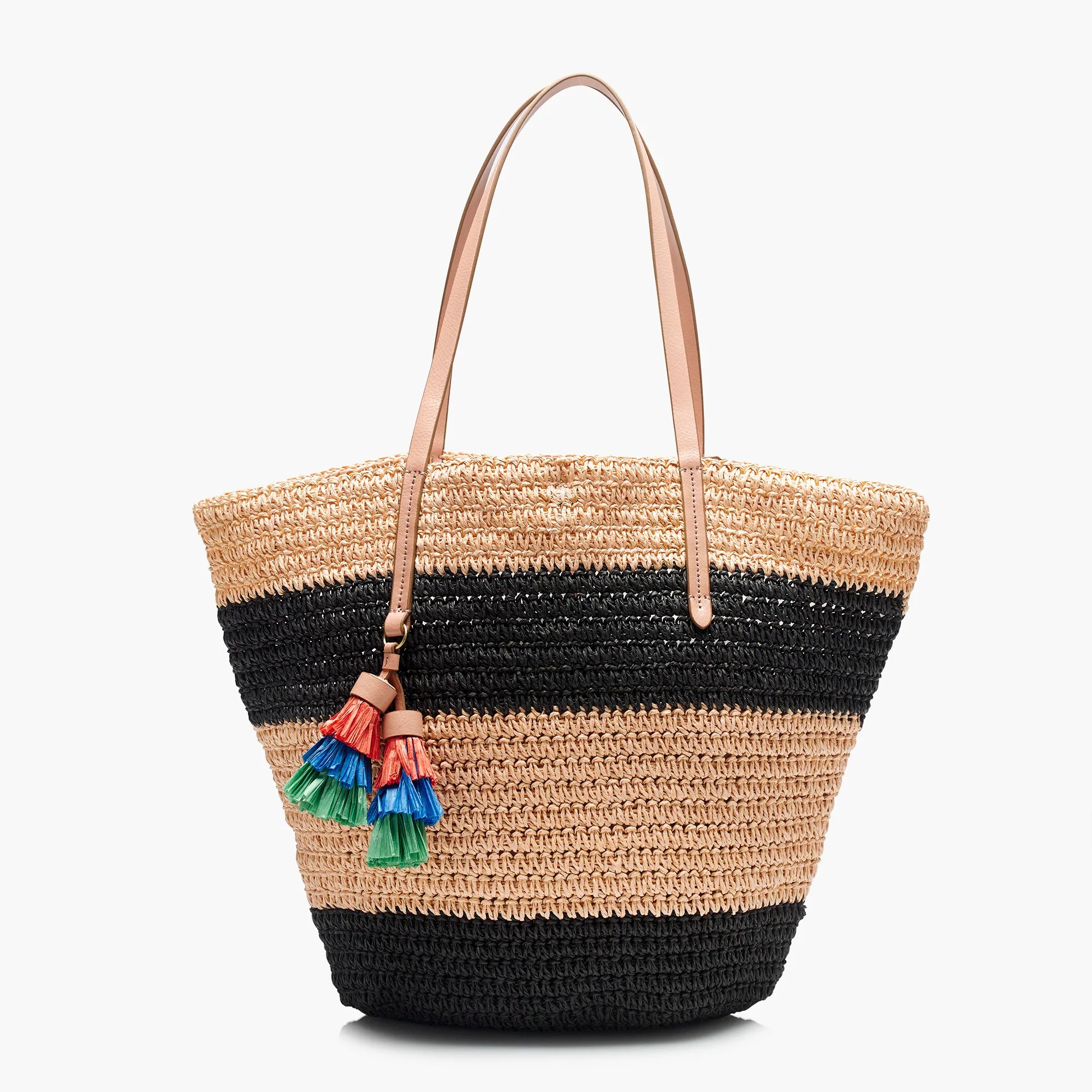 J.Crew Striped Straw Market Tote
