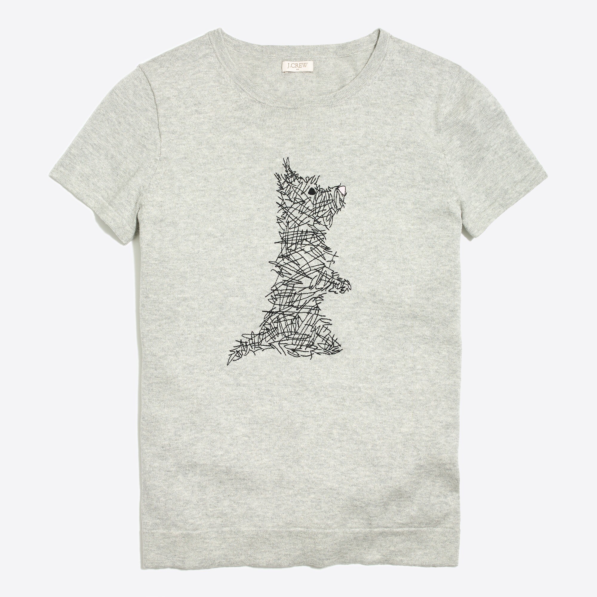 J.Crew Factory Shortsleeve Dog Scribble Sweater