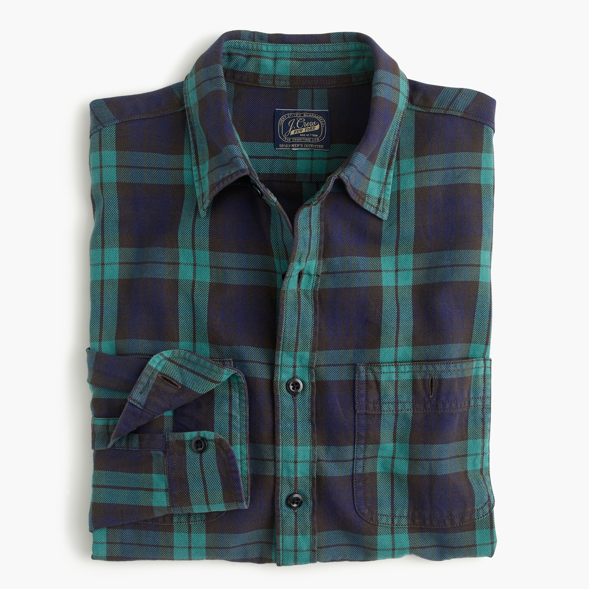 Midweight flannel shirt in Black Watch Men Just In J.Crew