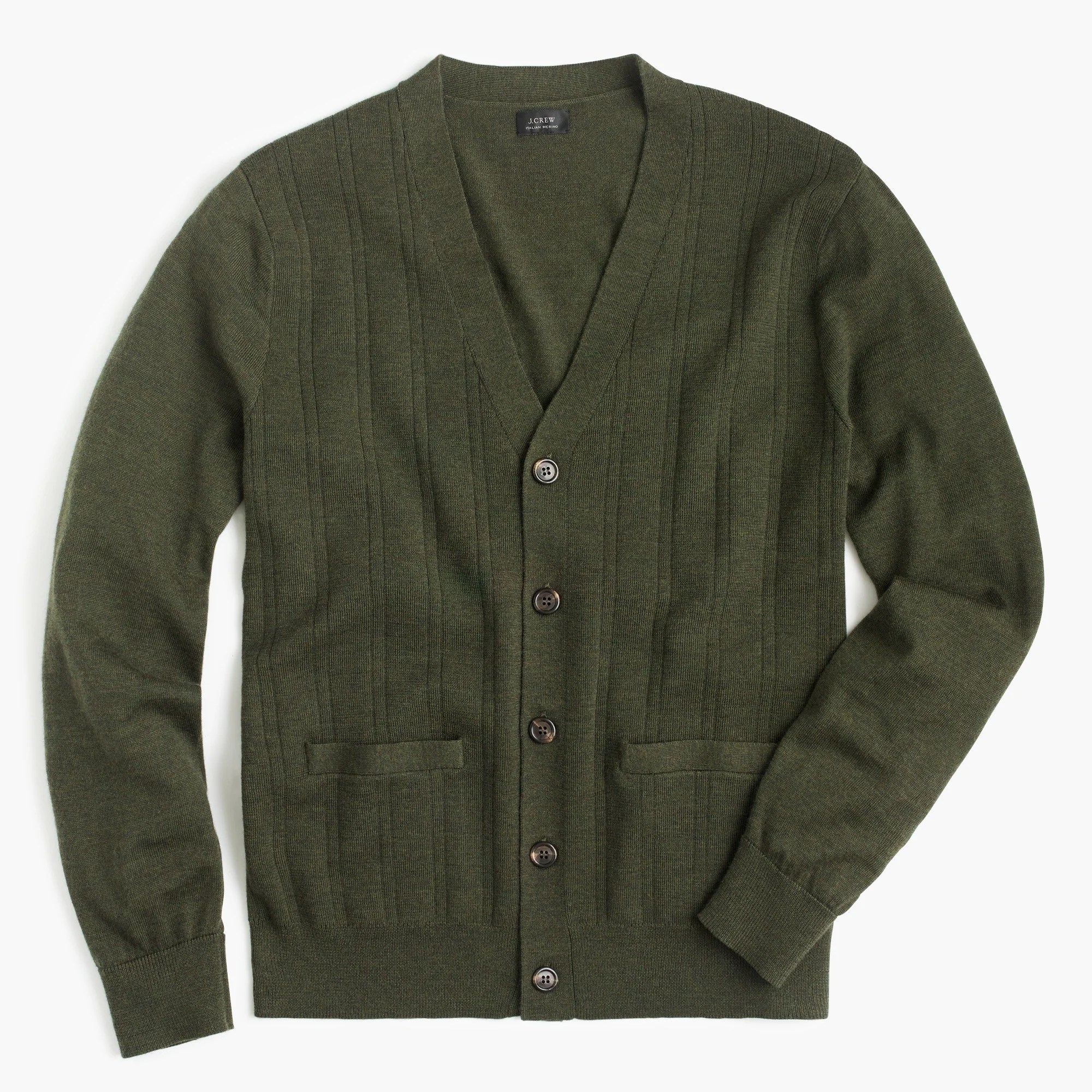 J.Crew Italian Merino Wool Cardigan Sweater In Forest Green