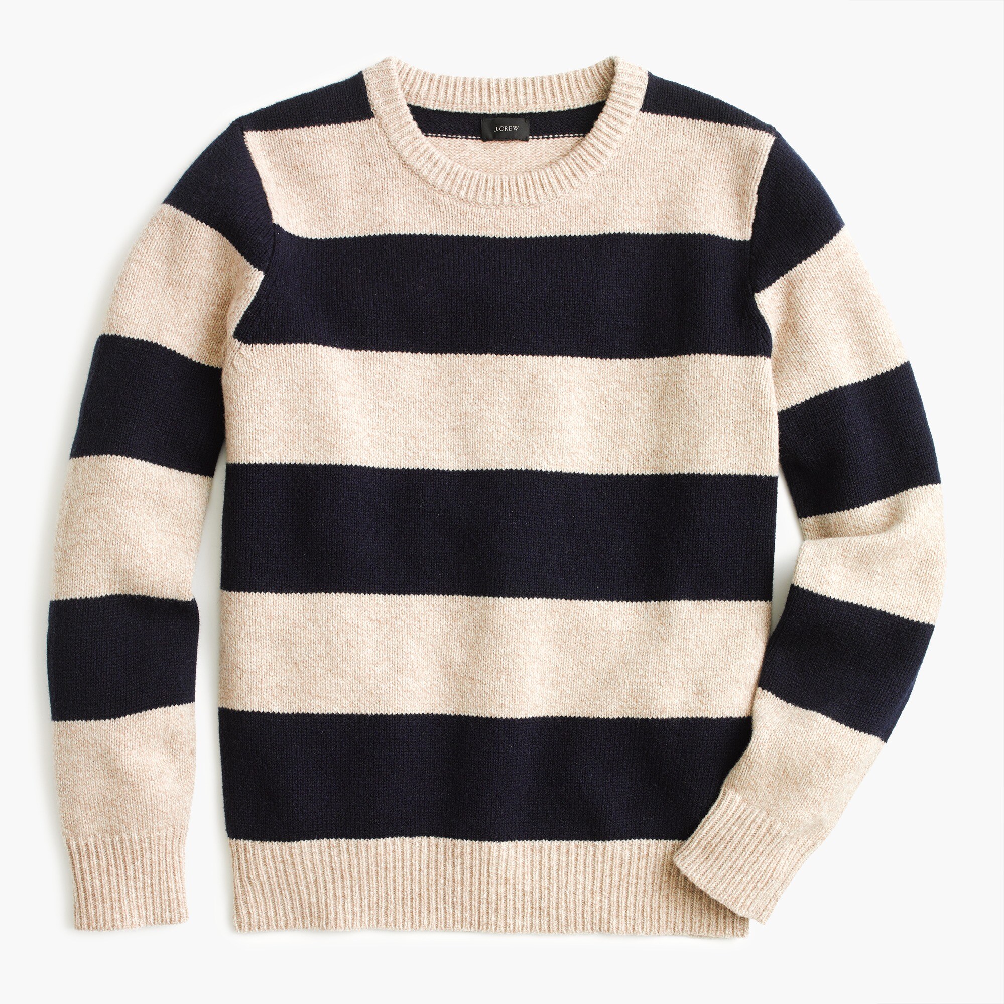 Lambswool crewneck sweater in stripe Men Lambswool J.Crew