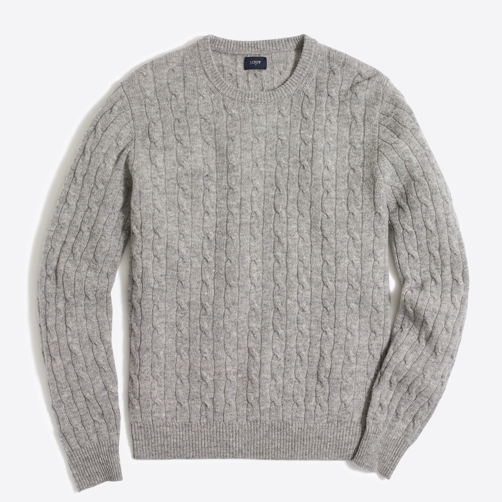 Factory Lambswool Cable Crewneck Sweater For Men