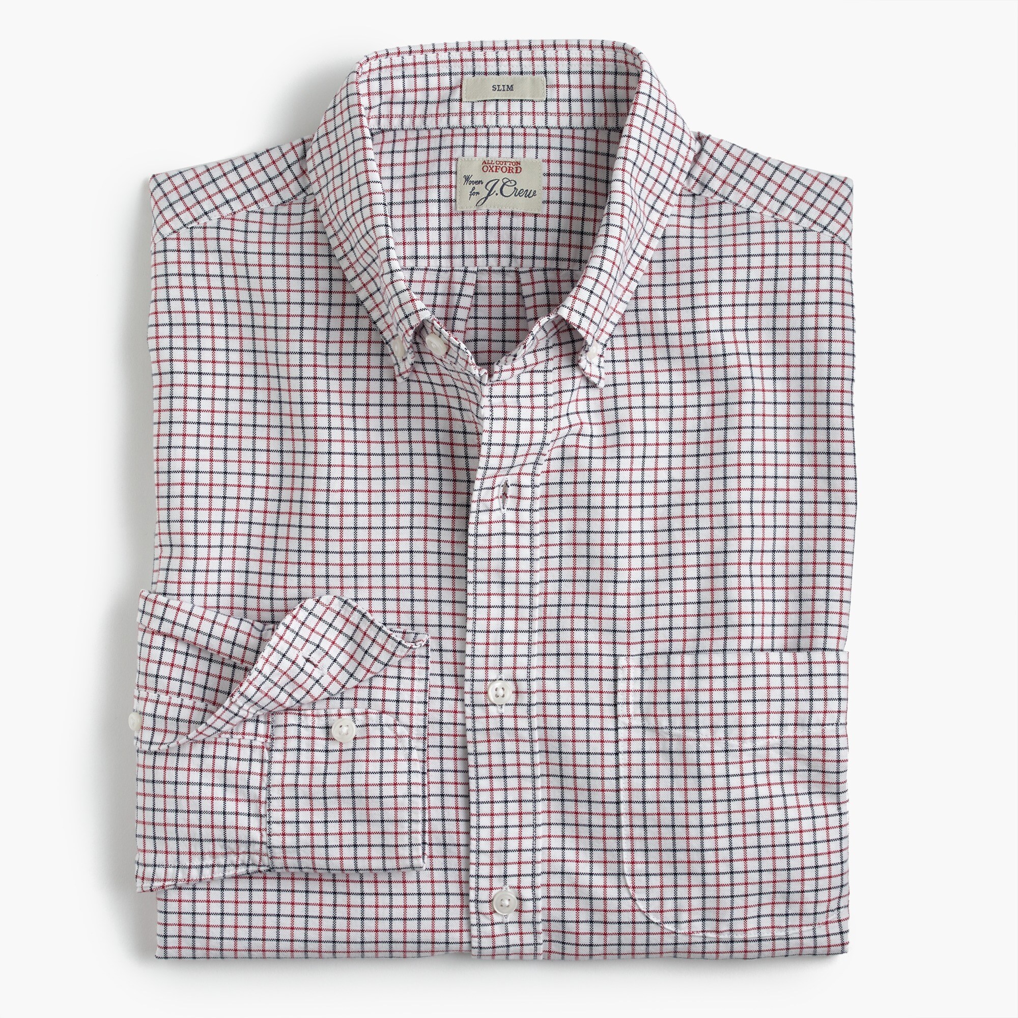 Men's American Pima Cotton Oxford Shirt In Cranberry Tattersall J.Crew