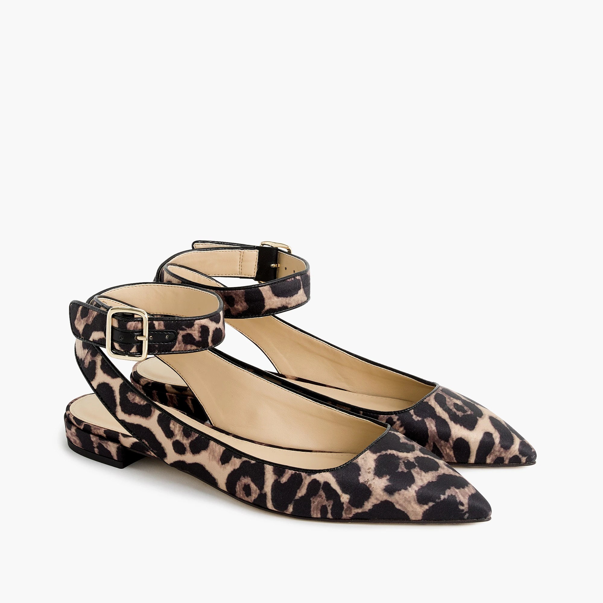 Women's AnkleStrap PointedToe Flats In Leopard Print Women's Flats