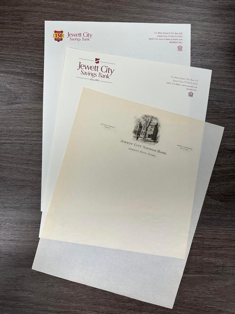 150th Throwback Letterhead Jewett City Savings Bank