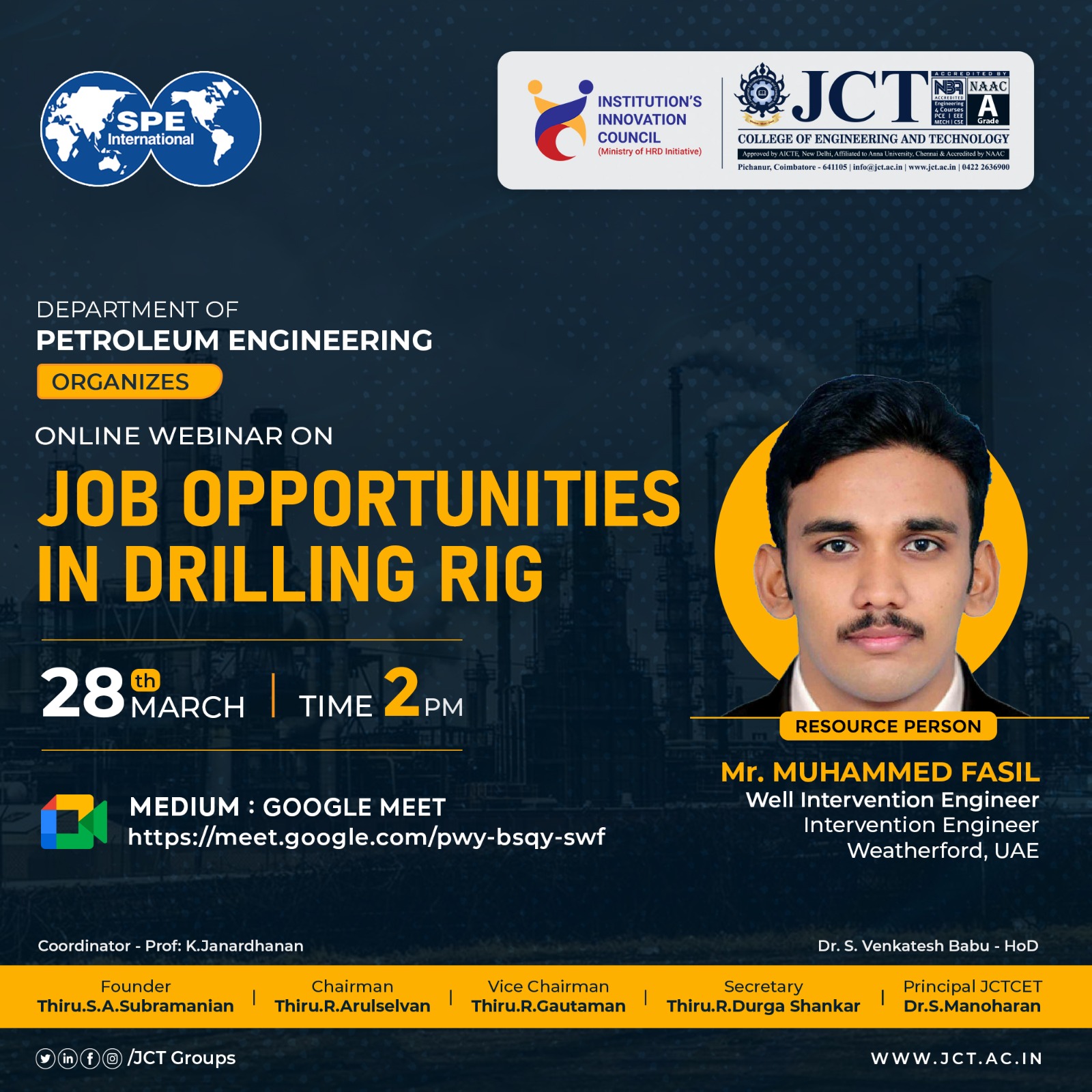 inar on ‘Job opportunities In Drilling Rig’ was conducted by