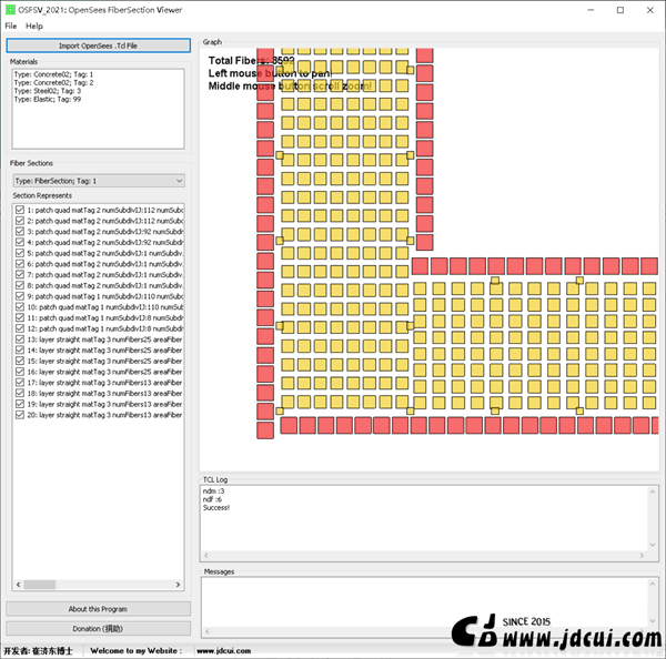 [工具][软件]OSFSV v2021 OpenSees Fiber Section Viewer [OpenSees纤维截面可视化工具