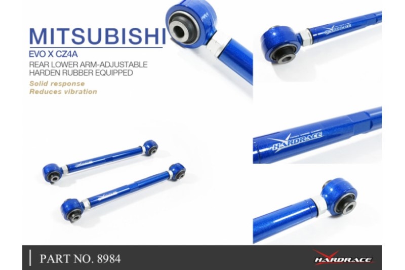 HARDRACE MITSUBISHI EVO X CZ4A REAR LOWER ARMADJUSTABLE (HARDEN RUBBER