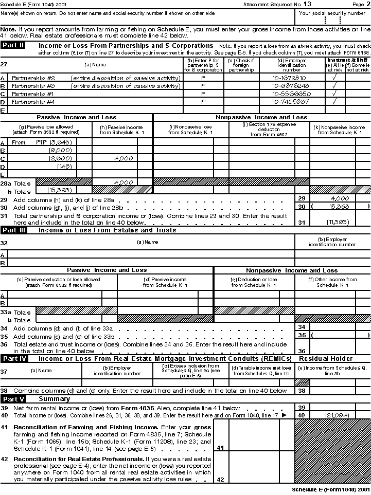 Schedule E Form 2024 Publication 925, Passive Activity and AtRisk Rules; Comprehensive Example