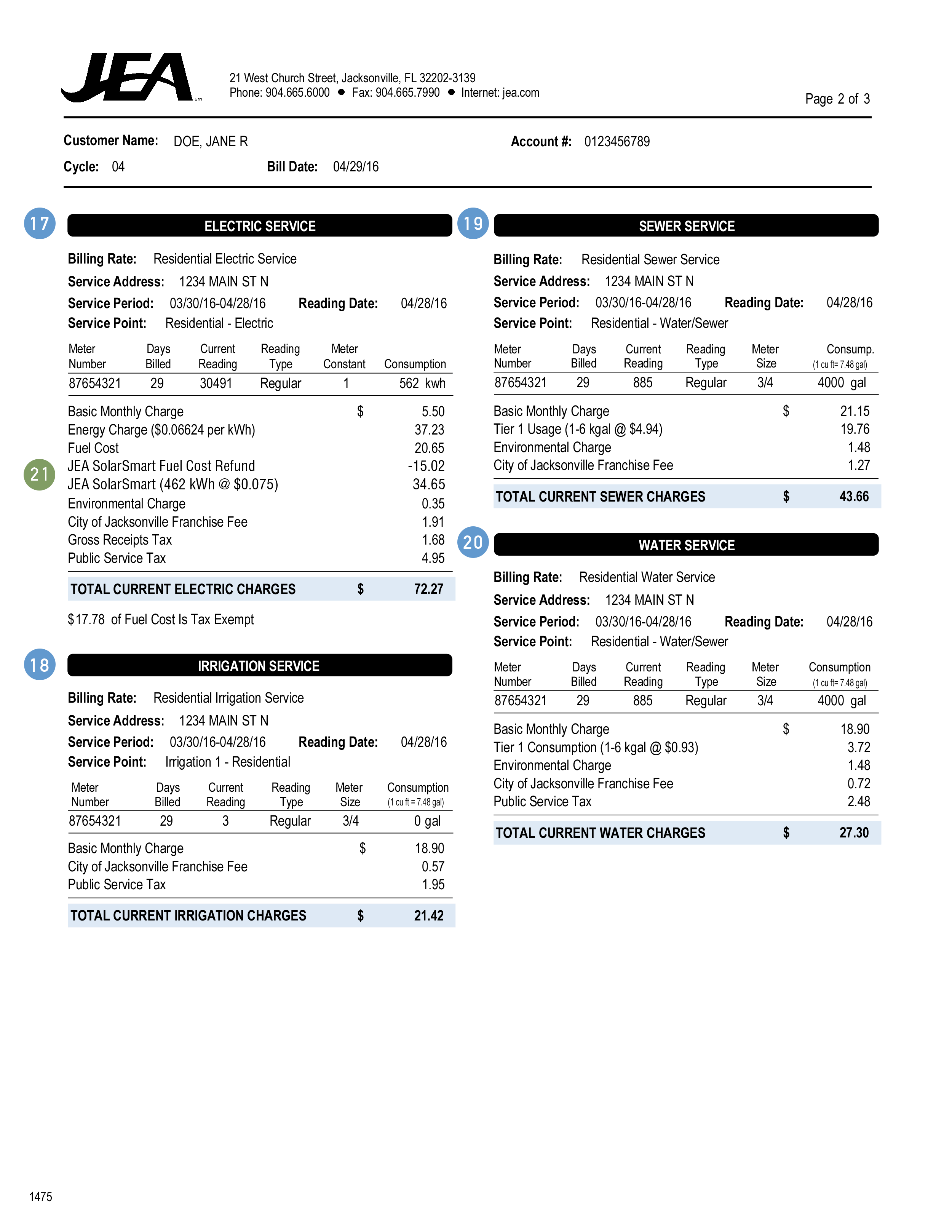 Bill Explanation Understand My Bill My Account JEA