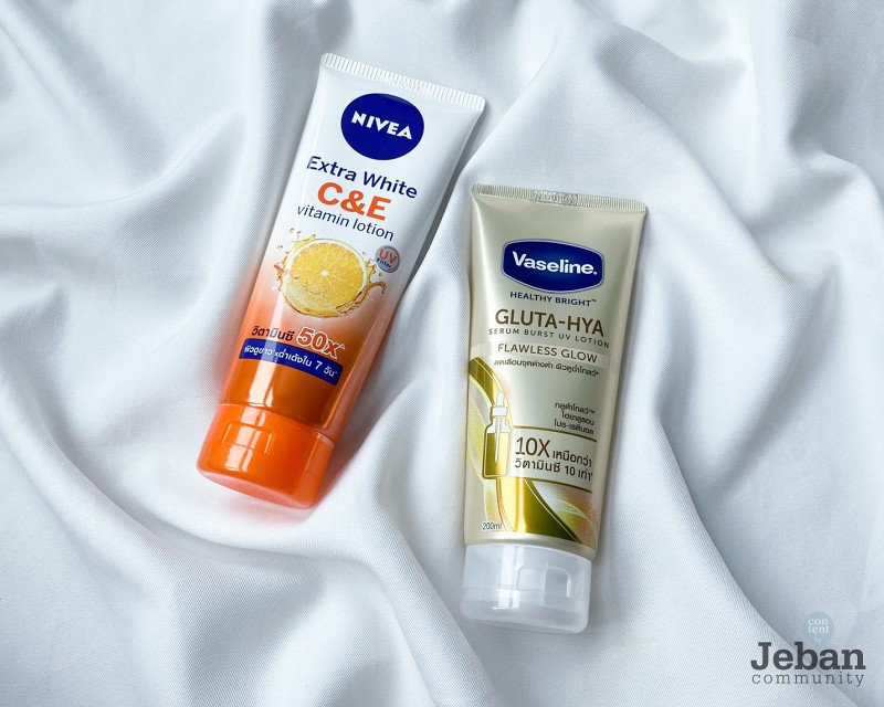 NIVEA C&E Vitamin Lotion vs Vaseline GlutaHYA โลชั่นตัวไหนปังถูกใจเรา?
