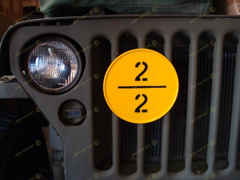 PLAQUE CALANDRE JAUNE "2/2" (JEEP + REMORQUE), Plaques Jeep MB GPW