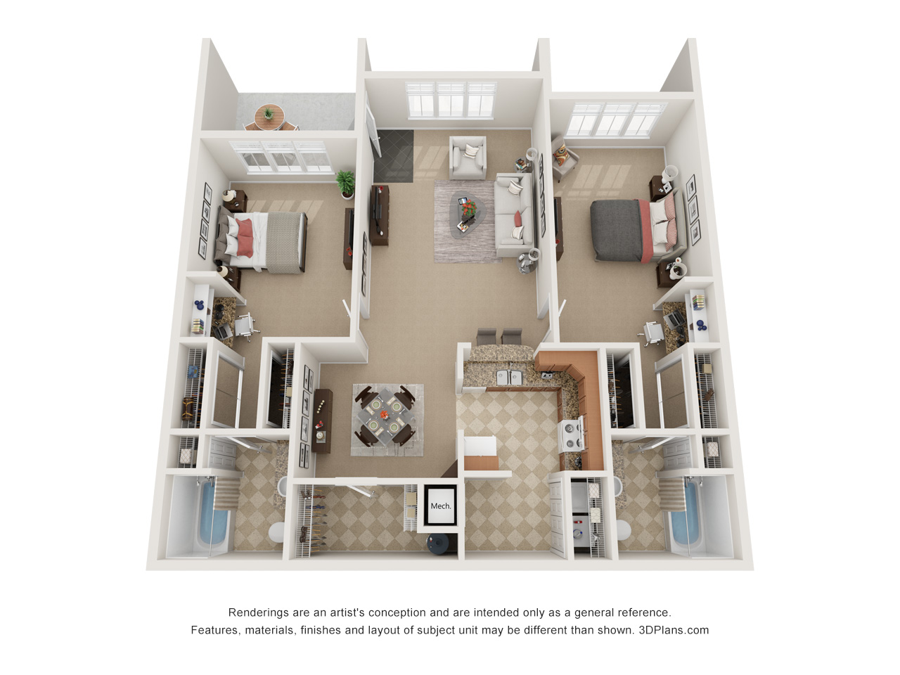 2 Bedroom 2 Bath Terrace Jefferson Ridge Luxury Apartments