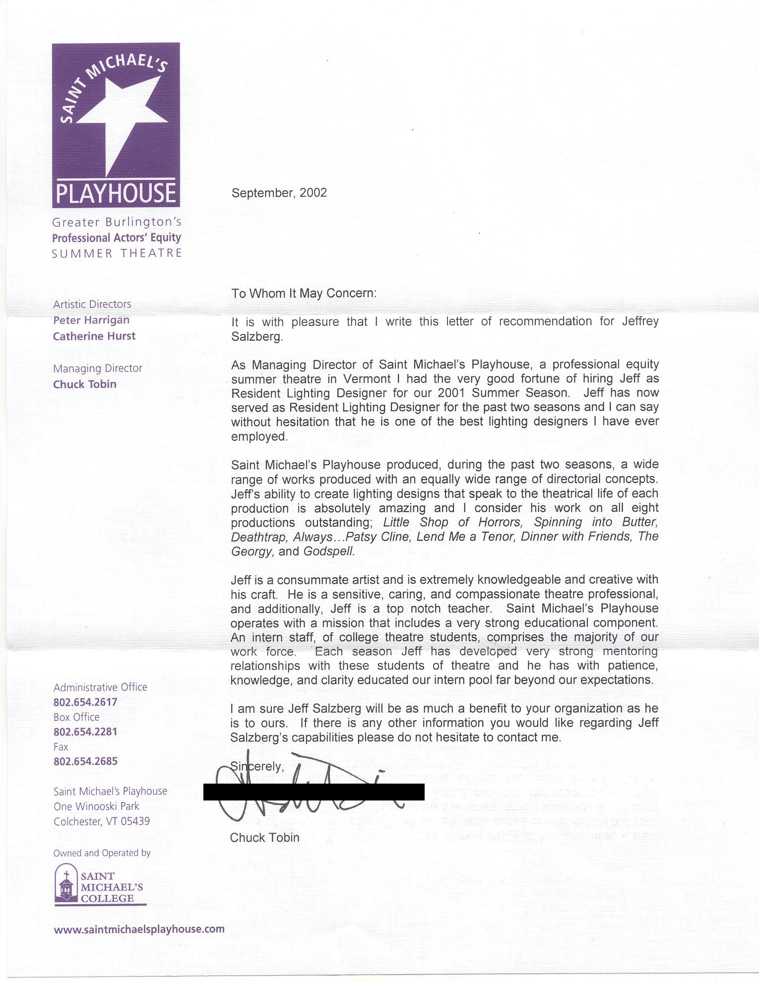 Jeffrey E. Salzberg, Lighting Designer for Dance and Theatre (1530 x 1980 Pixel)