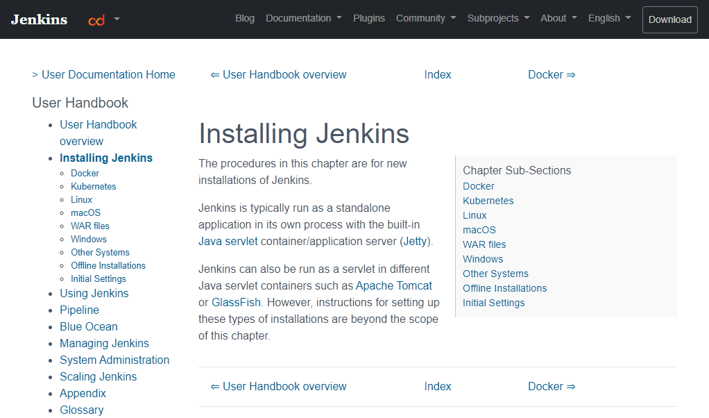 Document Jenkins on Installing Jenkins on Documentation Release