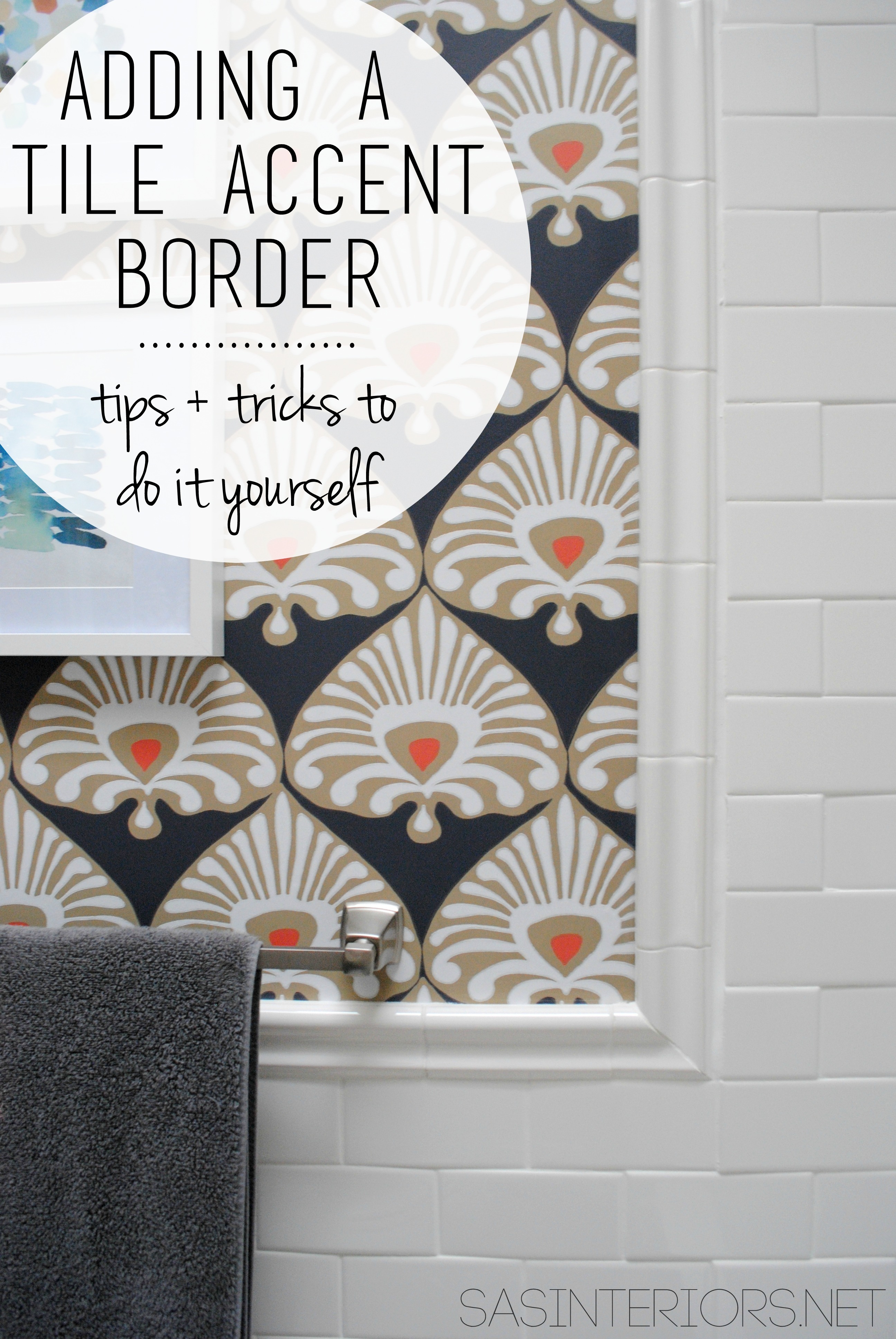 Bathroom Makeover Tile Accent Border {Day 18} Jenna Burger Design LLC