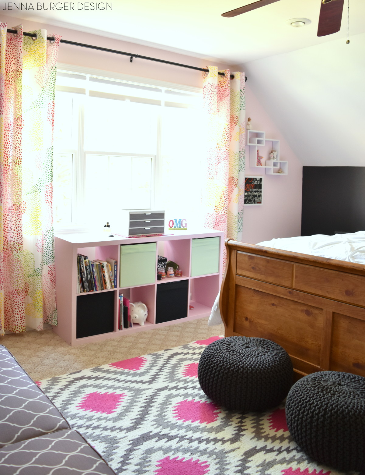 Pink + Charcoal Bedroom Makeover Jenna Burger