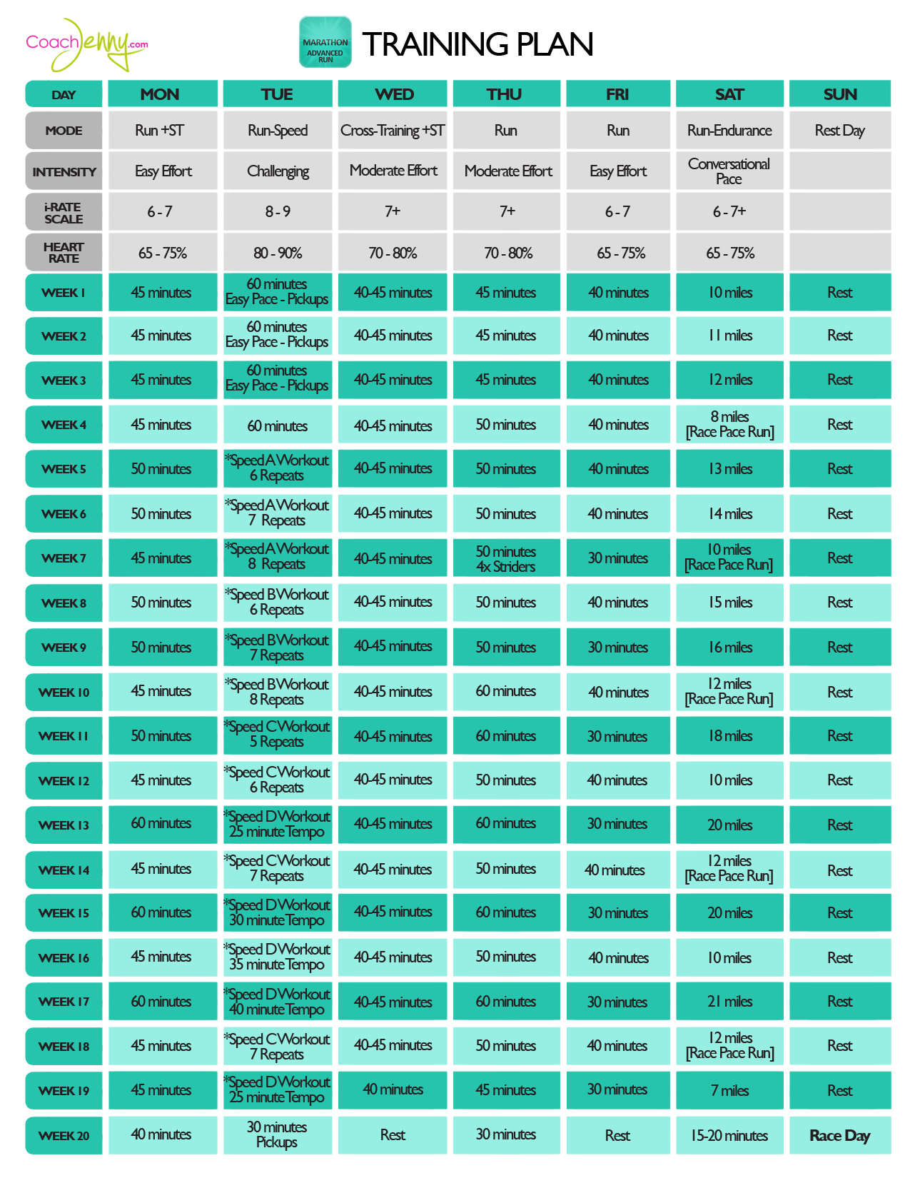 Free Marathon Training Plans Coach Jenny Hadfield Free Marathon Training Plans Coach Jenny Hadfield