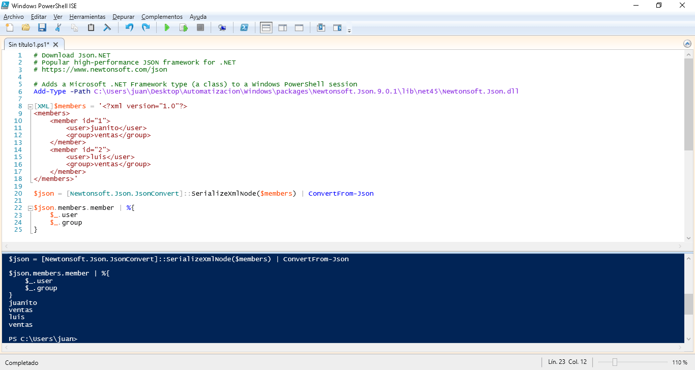 Convert XML to JSON (PowerShell) Operating systems, scripting