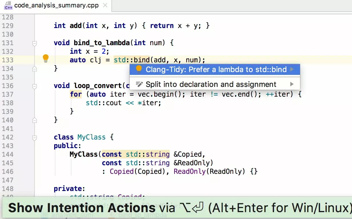 Quick Fixes & OntheFly Code Analysis Features CLion