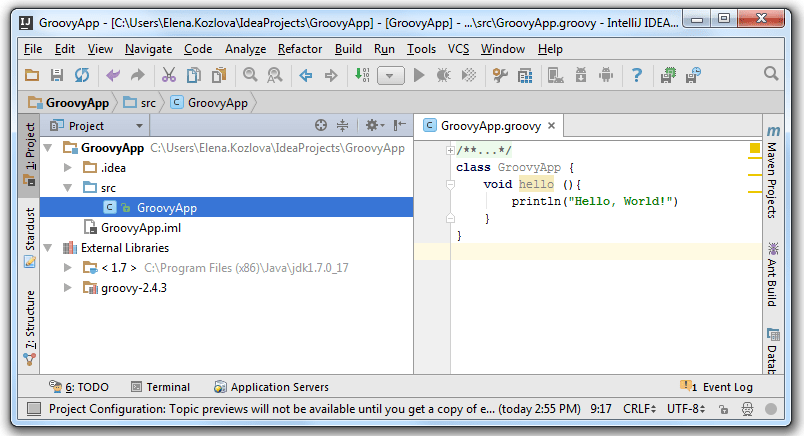 Getting Started with Groovy Help IntelliJ IDEA
