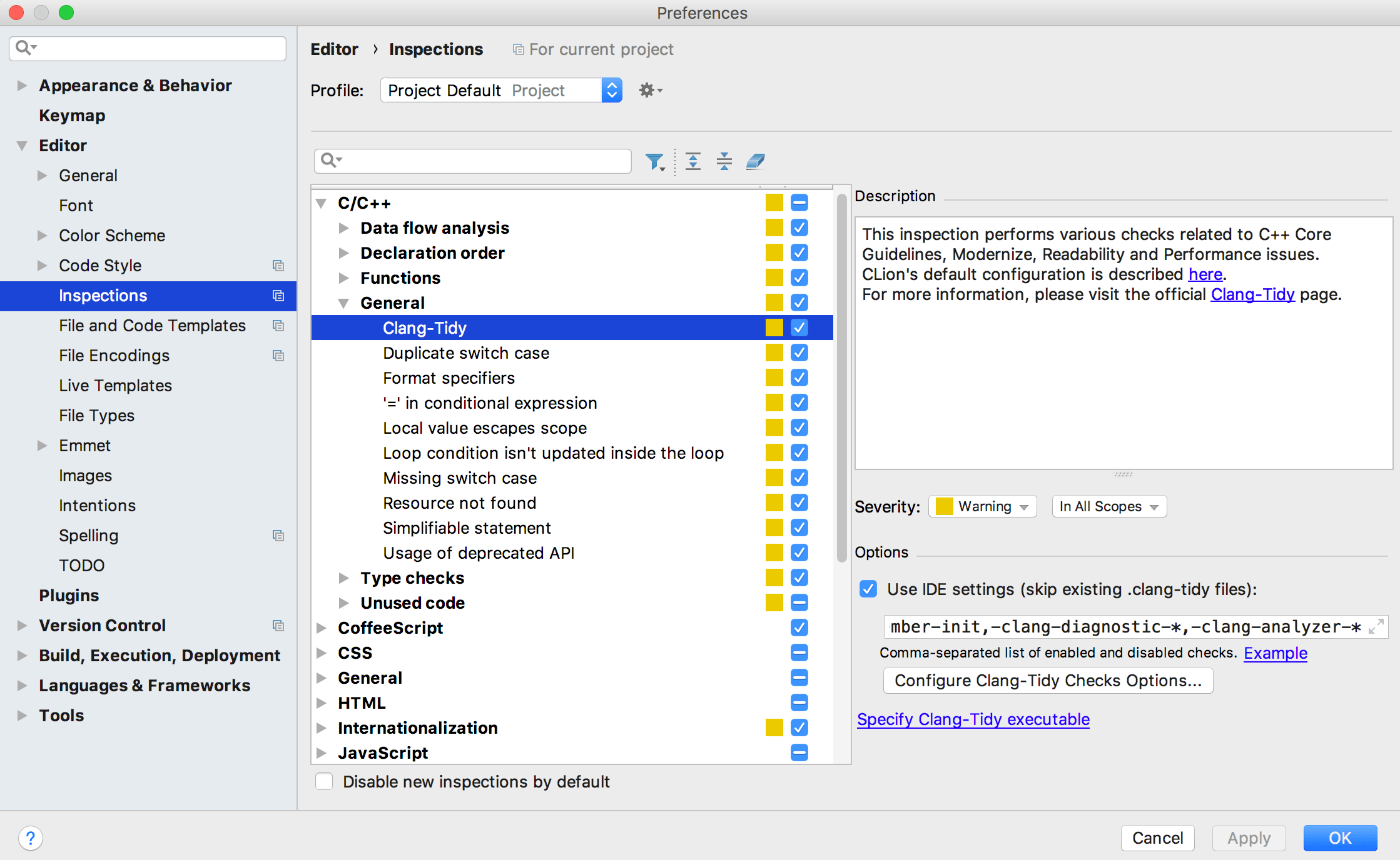 ClangTidy Integration Help CLion