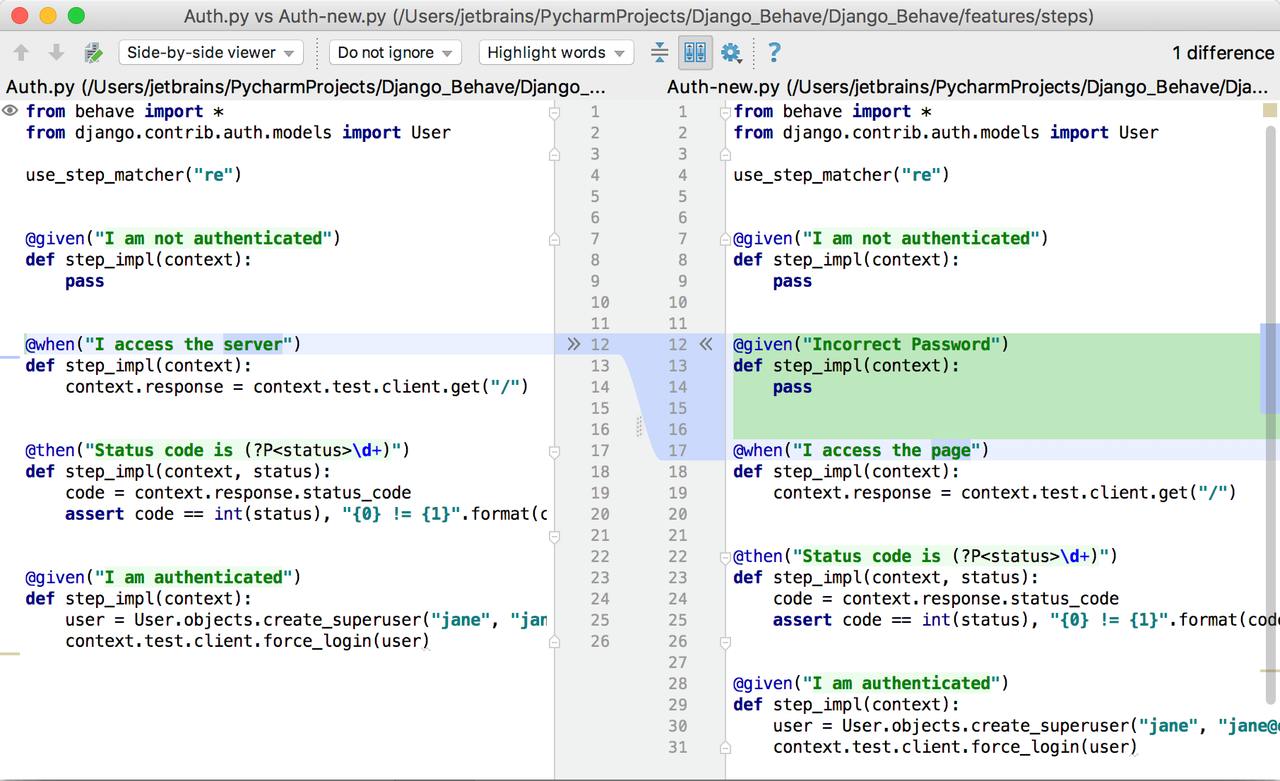 Comparing files, folders, and text sources Help PyCharm