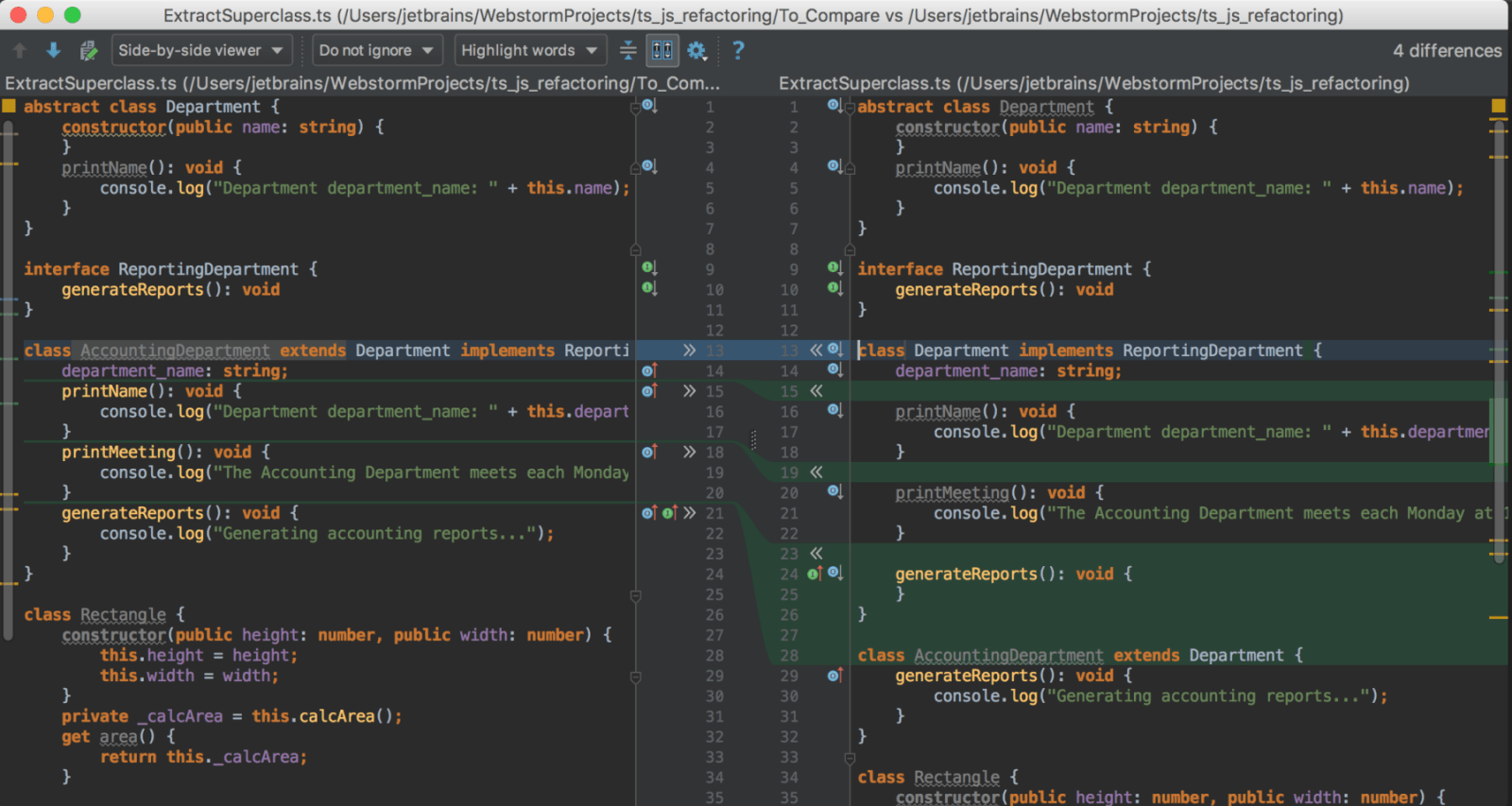 Comparing files, folders, and text sources Help WebStorm