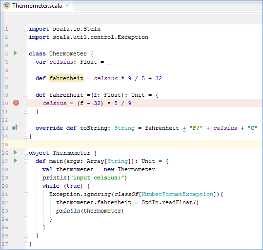 Run, debug and test Scala Help IntelliJ IDEA