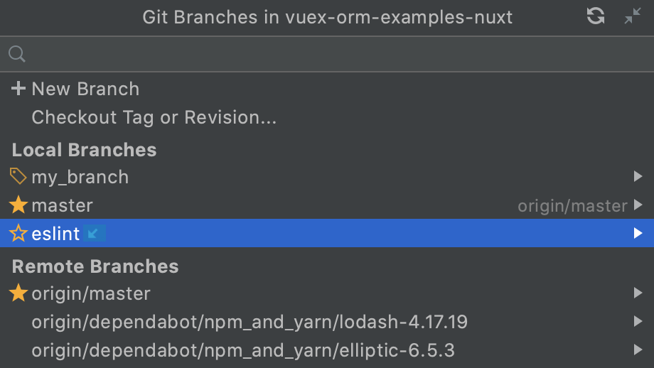 Sync with a remote Git repository (fetch, pull, update)—WebStorm