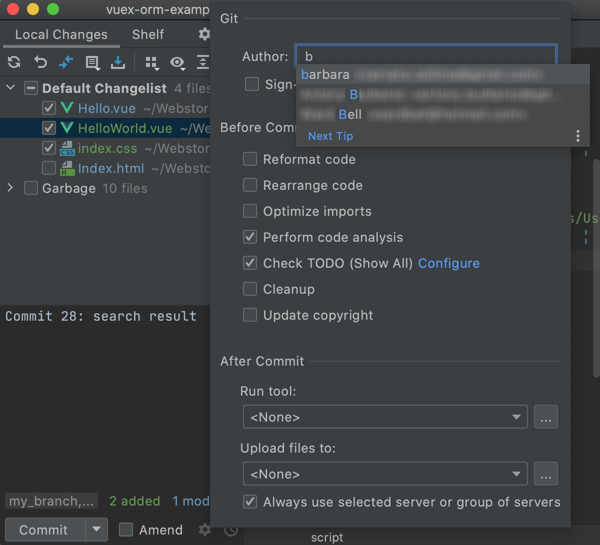 Commit and push changes to Git repository Help WebStorm