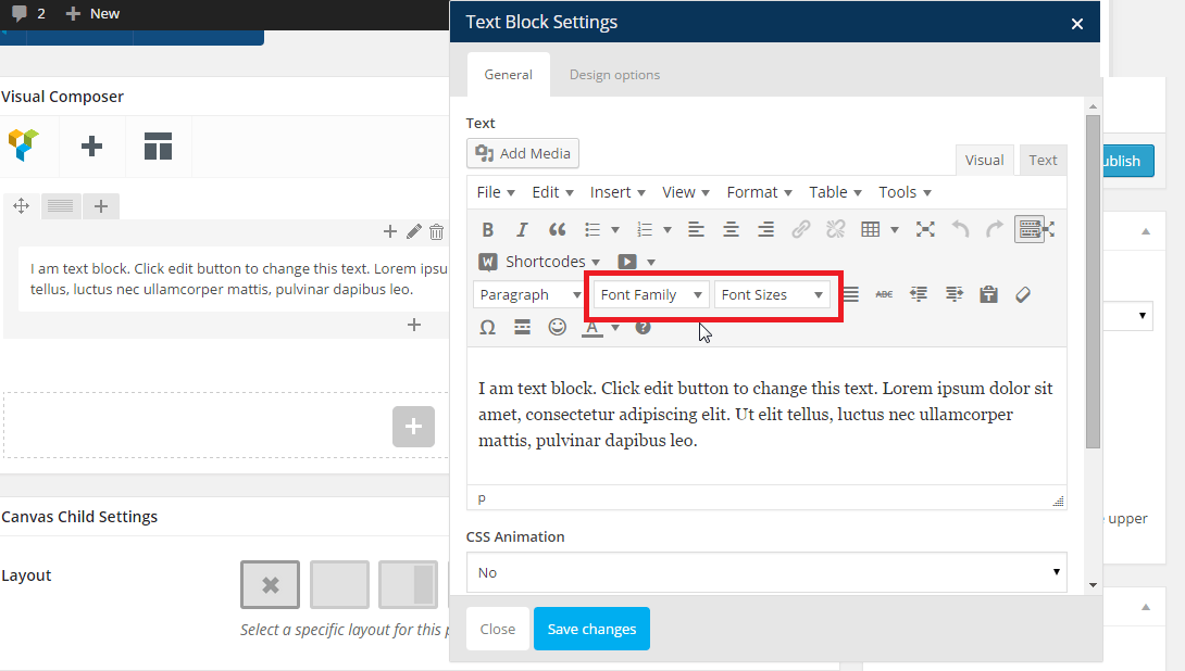 How to change font size and type using TinyMCE Advanced Web Design