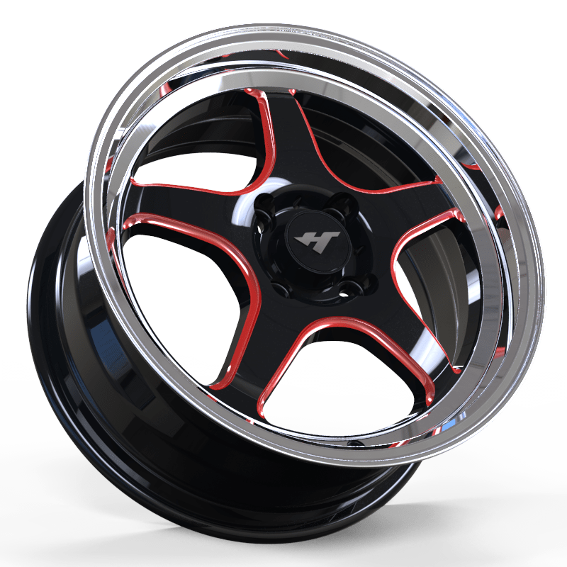 auto inch black / red / mirror lip wheel rim, AZ0050 wheel rim,15X7.0