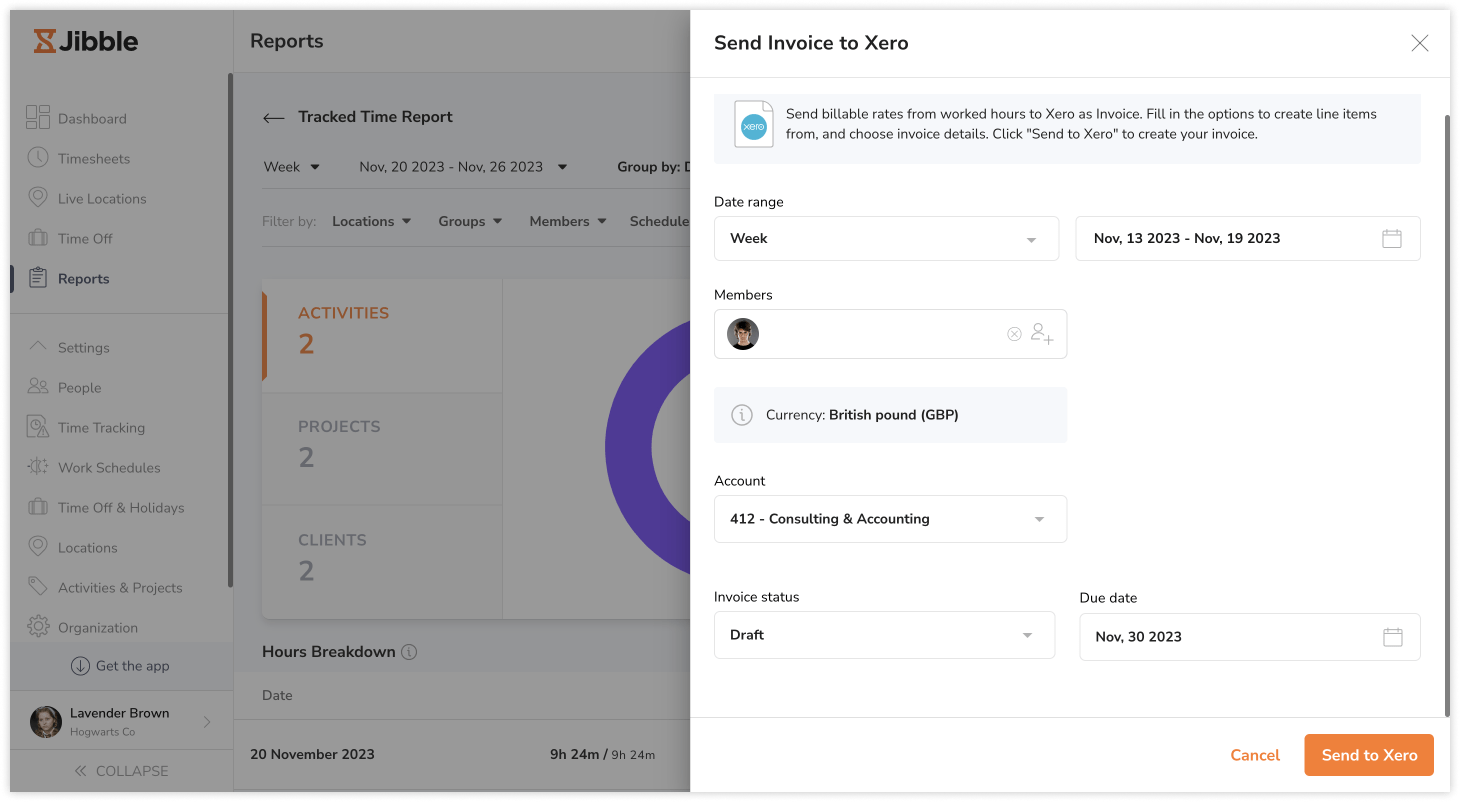 Creating and sending invoices to Xero