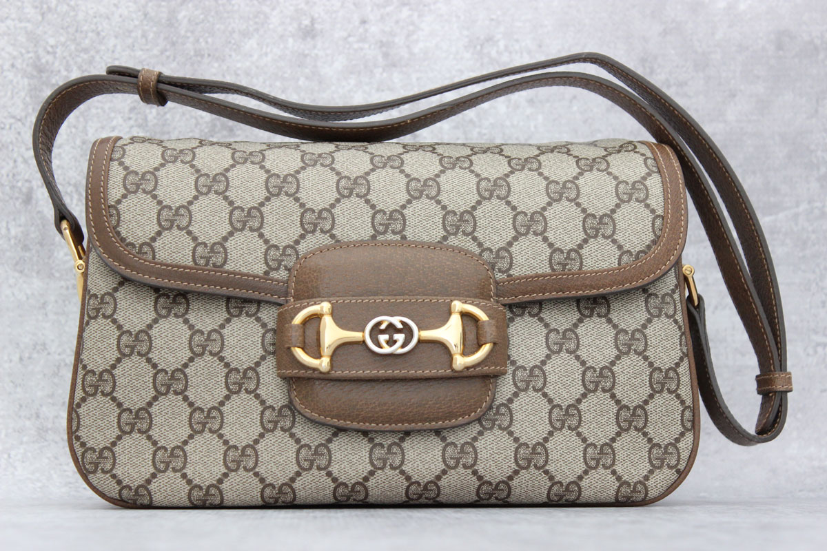 Gucci Brown GG Monogram Shoulder Bag with Flap at Jill's Consignment