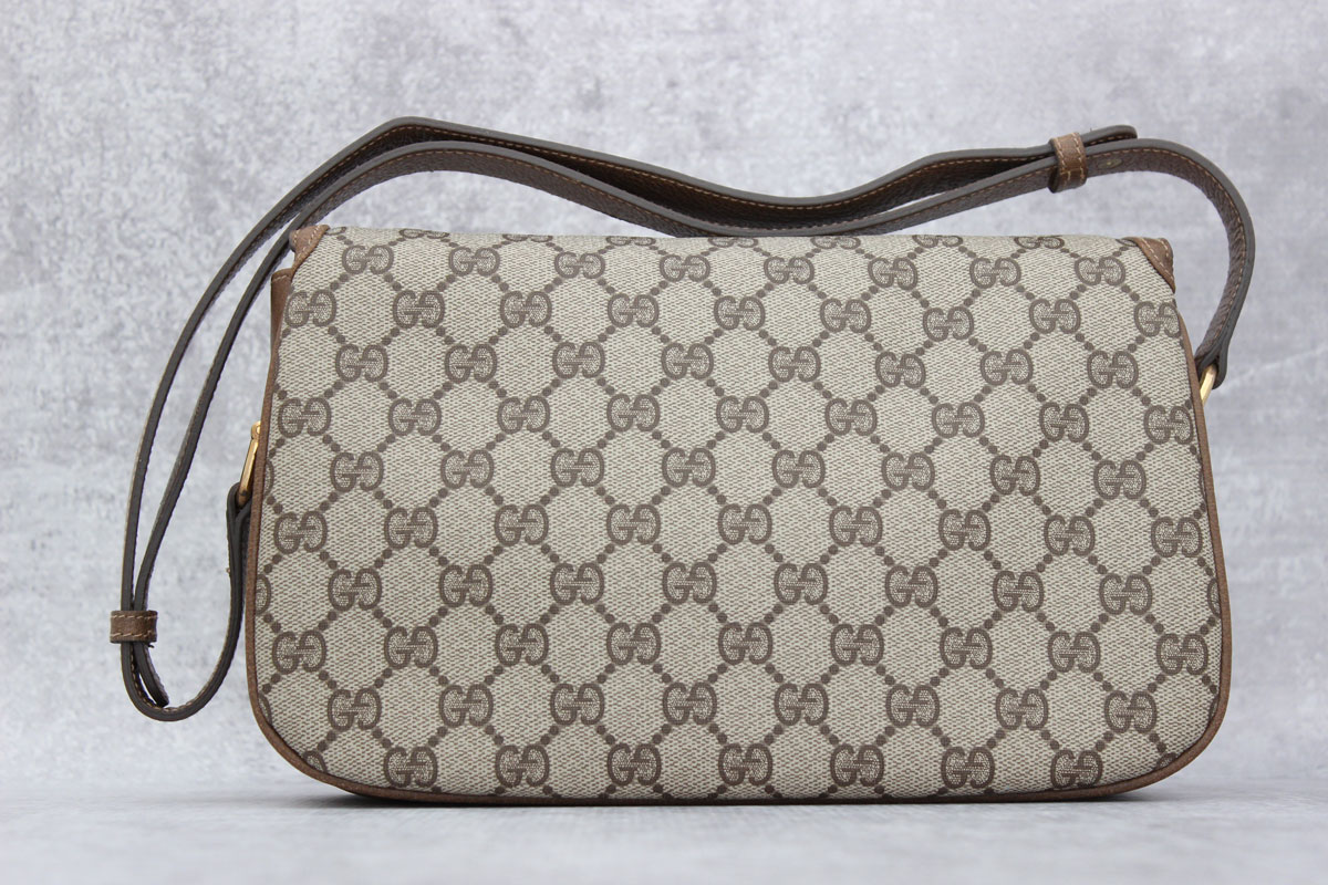 Gucci Brown GG Monogram Shoulder Bag with Flap at Jill's Consignment