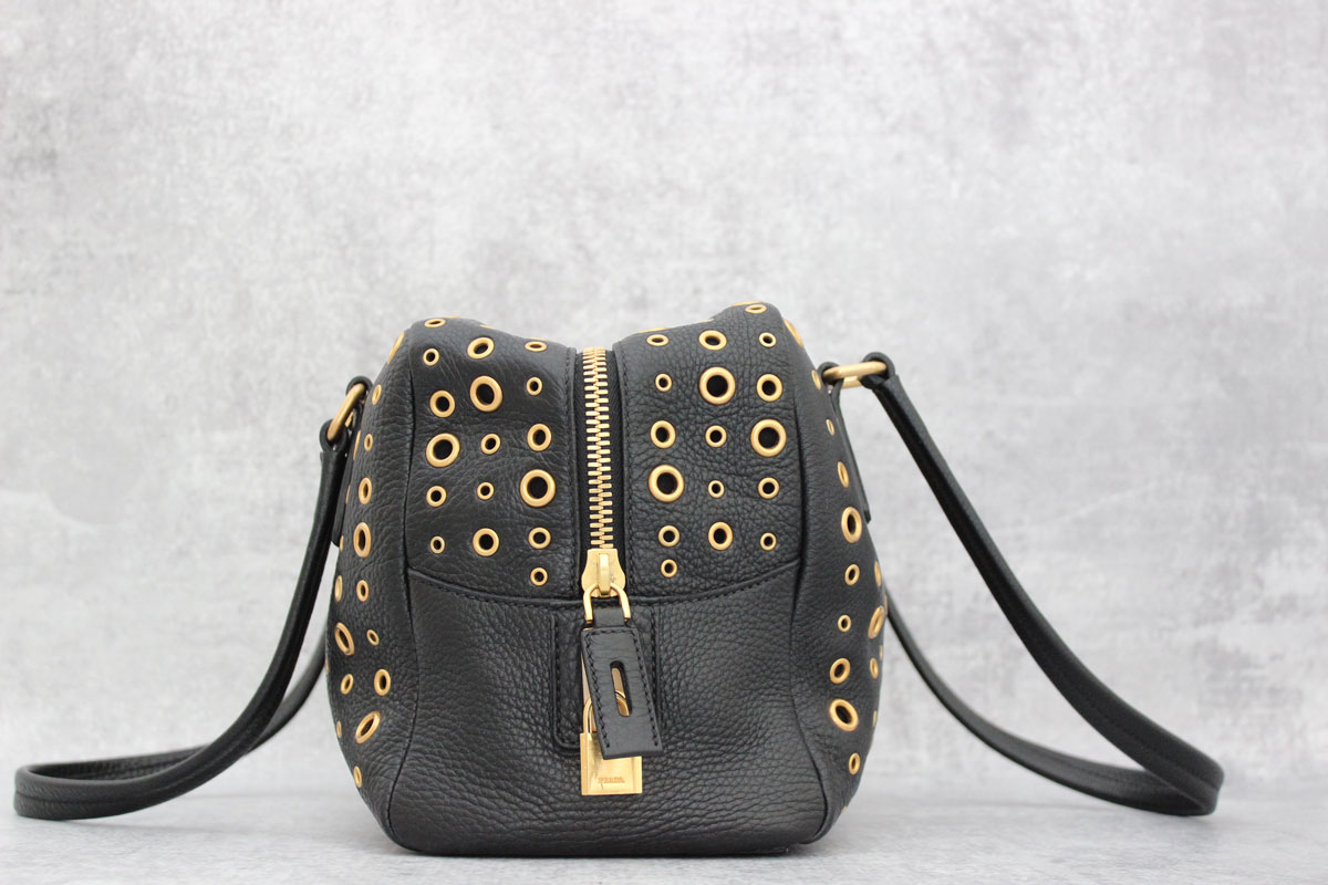 Prada Black Leather Grommet Satchel at Jill's Consignment