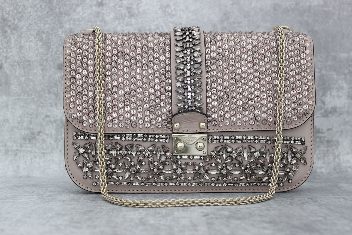 Valentino Glam Lock Rhinestone & Crystal Leather Flap Bag at Jill's