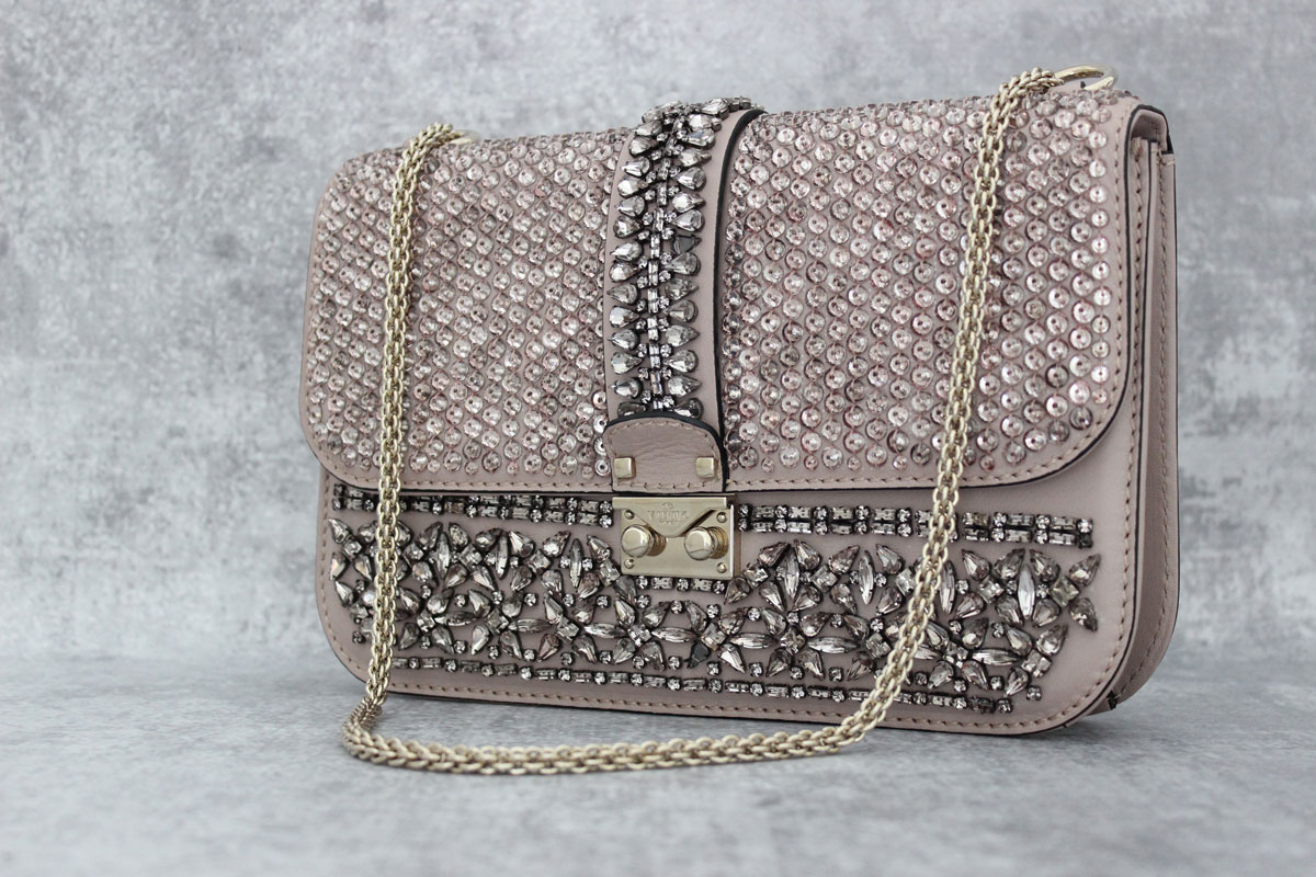 Valentino Glam Lock Rhinestone & Crystal Leather Flap Bag at Jill's