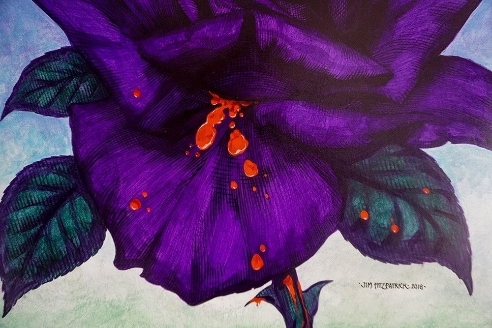 Black Rose Painted Canvas Jim FitzPatrick