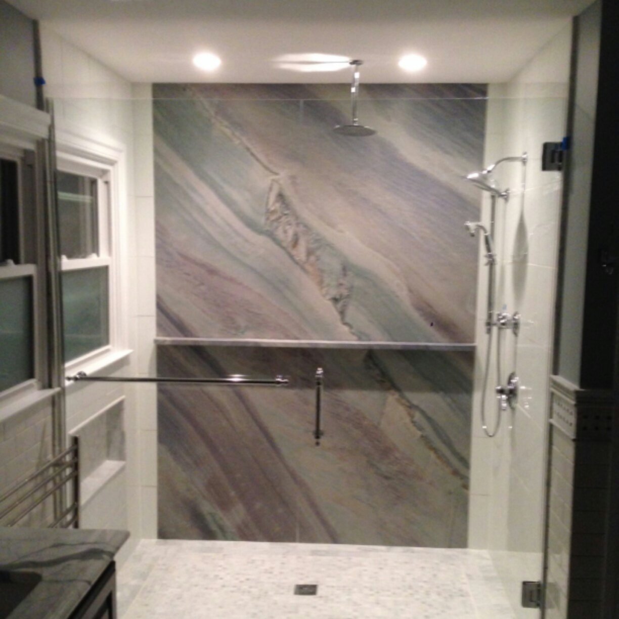 Granite Slab in Custom Shower Remodel Yorktown, Virginia