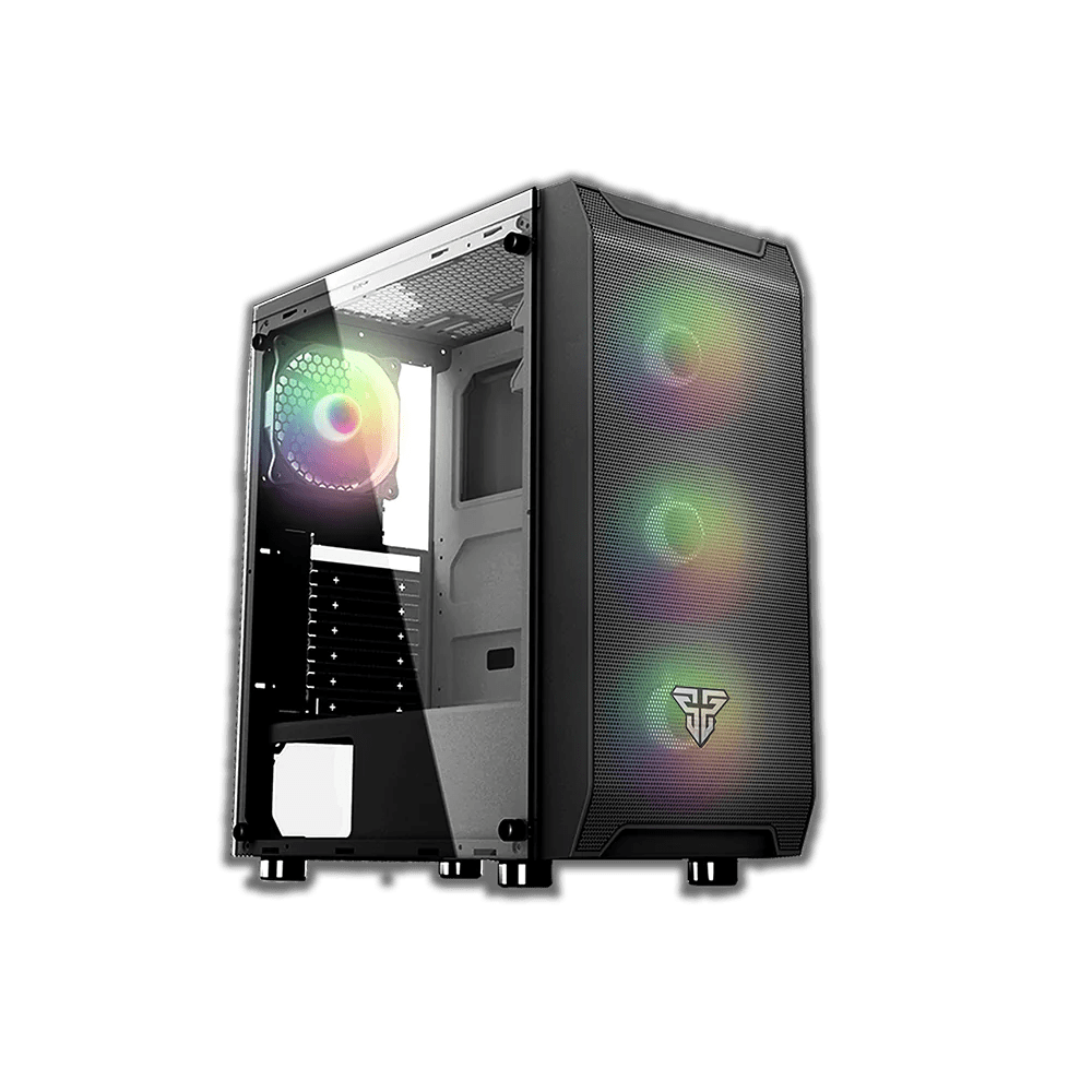 Fantech PC Gaming Computer Desktop Case Tempered Glass Side Panel ATX Tower with 4 x 120mm Fixed