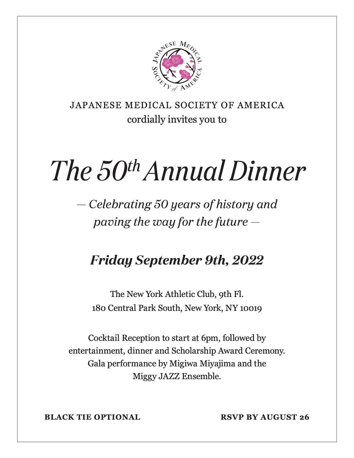 You’re invited JMSA 50th Annual Dinner Japanese Medical Society of