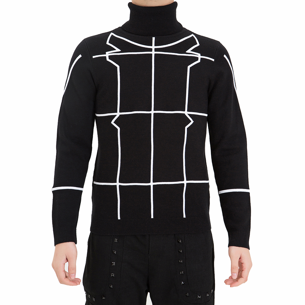 China OEM latest mens knit sweater character A embroidery jacquard